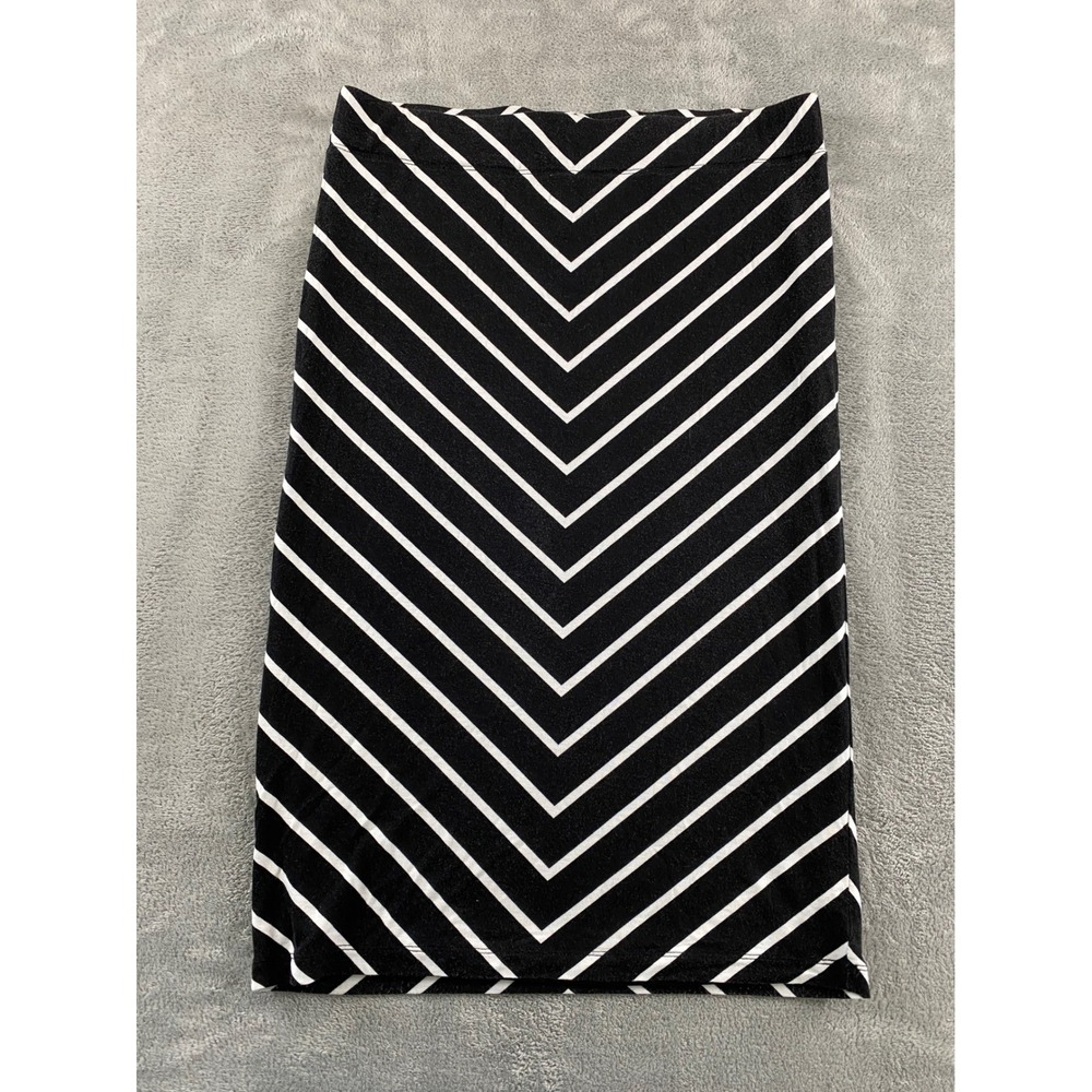 Apt. 9 Womens Black White Chevron Stripe Pencil Skirt Lined Midi Size‎ Medium
